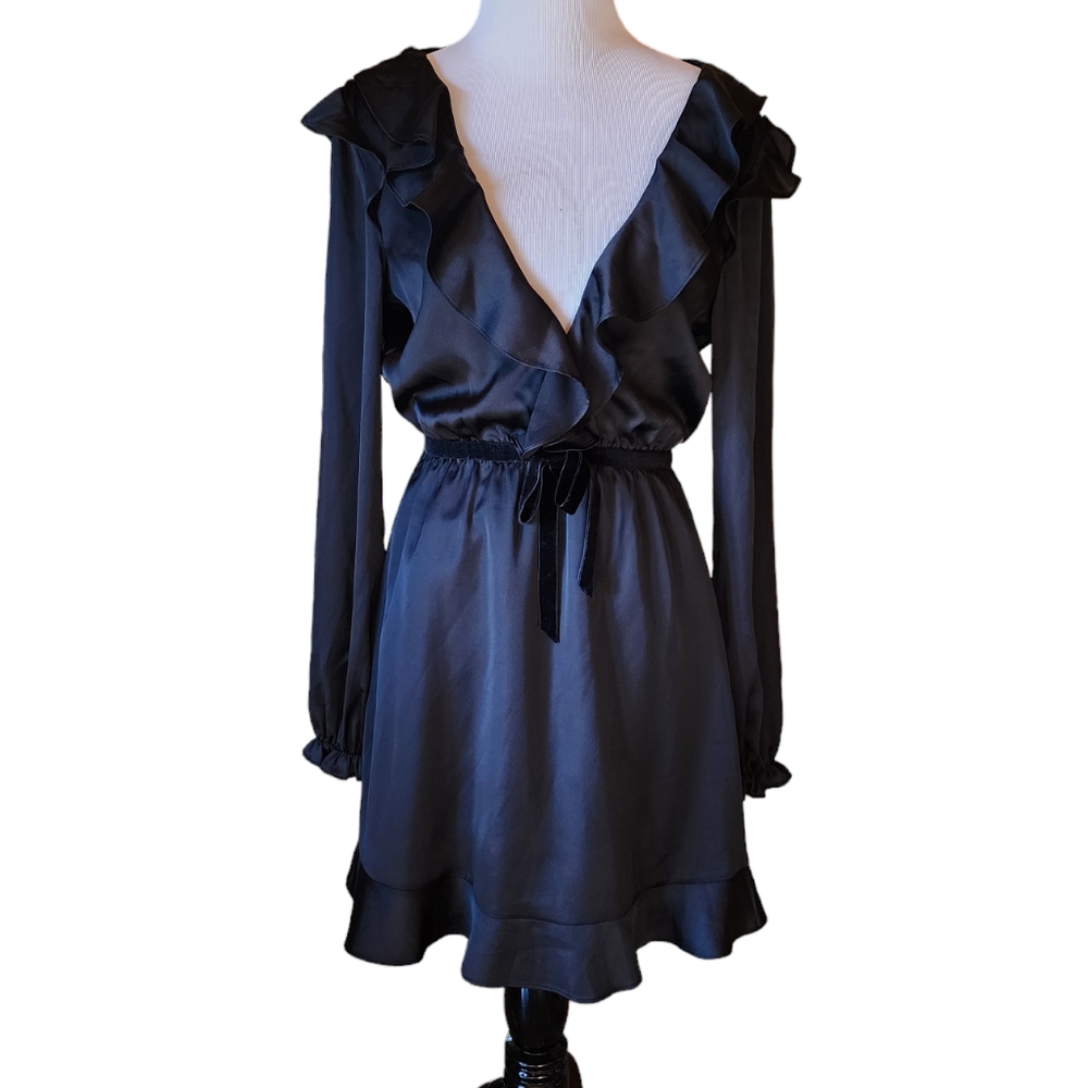 For Love and Lemons Black Ruffle Mini Dress Size Small